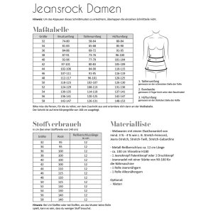 Fadenkäfer Papierschnittmuster Jeansrock Damen