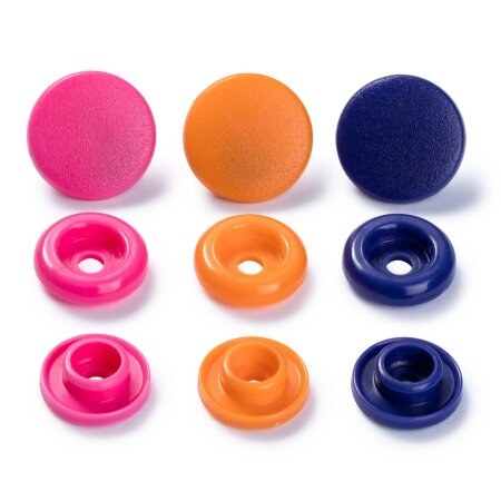 Color Snaps Druckknöpfe Orange Pink Violett, Prym Love, Kunststoff 12,4mm, 30 Stück (393006)
