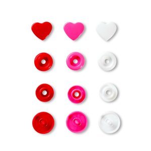 Druckknopf Color, Prym Love, Herz, 12,4mm, Rot Weiß Pink...