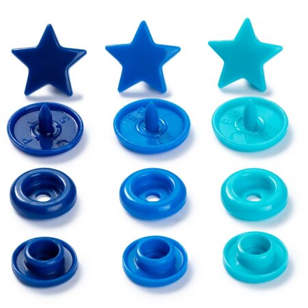 Color Snaps Druckknöpfe Stern Blau Türkis, Prym Love, Kunststoff 12,4mm, 30 Stück (393060)