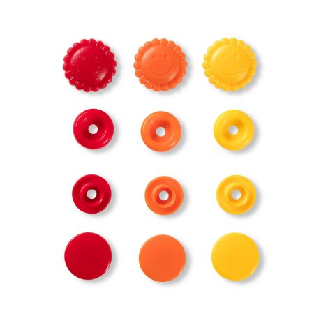 Druckknopf Color, Prym Love, Blume, 13,6mm, Gelb Rot Orange 21 Stück  (393080)