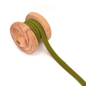 Flache Baumwoll Kordel Hoodieband Olivgrün 15mm