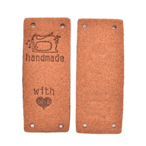 Applikation "Handmade with heart" Label Braun