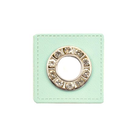 Ösen Kunstleder Patch Mint 9mm - Glitzer Nickel
