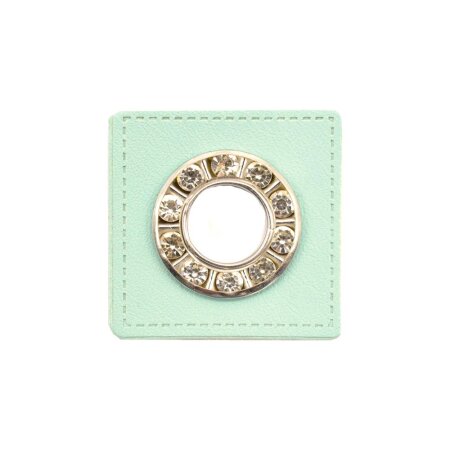 Ösen Kunstleder Patch Mint 9mm - Glitzer Nickel