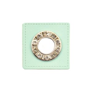 Ösen Kunstleder Patch Mint 9mm - Glitzer Nickel