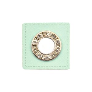 Ösen Kunstleder Patch Mint 9mm - Glitzer Nickel