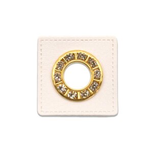 Ösen Kunstleder Patch Weiß 9mm - Glitzer Gold