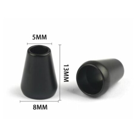 Kordelende Kegelform breit - Schwarz Matt - 5mm Durchzug