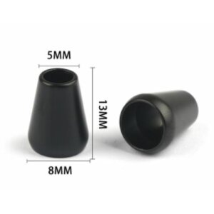 Kordelende Kegelform breit - Schwarz Matt - 5mm Durchzug