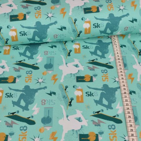 Sommersweat French Terry Swafing - "Sk8" by lycklig design - Skater - Mint