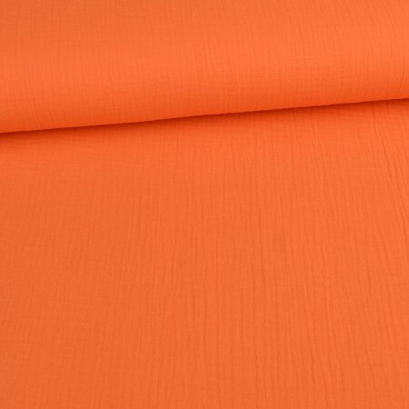 Bio Musselin Baumwolle Double Gauze Uni Orange