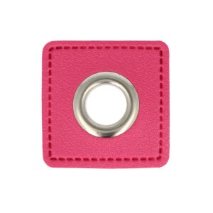 Ösen Kunstleder Patch Pink 11mm - Nickel