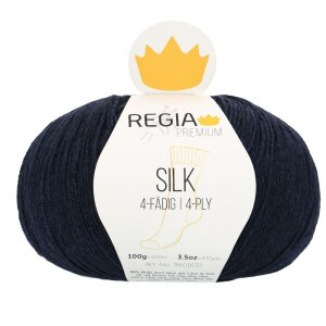 REGIA Sockenwolle Premium Silk 4-fädig, 00050 Marine...