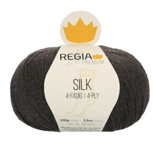 REGIA Sockenwolle Premium Silk 4-fädig, 00098 Anthrazit Mel 100g