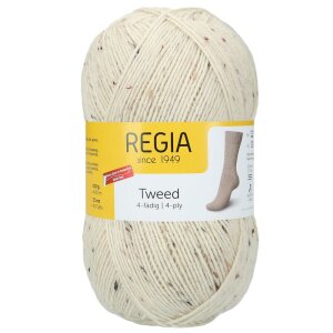 REGIA Sockenwolle Uni Tweed 4-fädig, 00002 Natur 100g