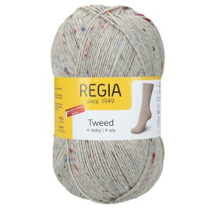 REGIA Sockenwolle Uni Tweed 4-fädig, 00090 Hellgrau 100g