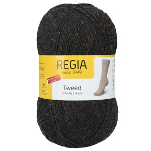 REGIA Sockenwolle Uni Tweed 4-fädig, 00098 Anthrazit 100g