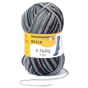 REGIA Sockenwolle Color 4-fädig, 07390 Fog Col 100g