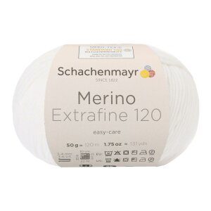 Schachenmayr Merinowolle Extrafine 120, 00101 Weiß 50g
