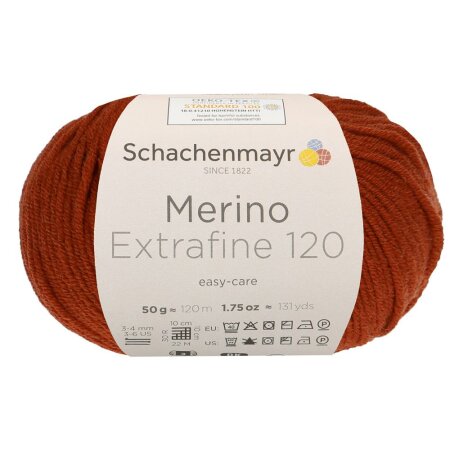 Schachenmayr Merinowolle Extrafine 120, 00115 Ziegel 50g