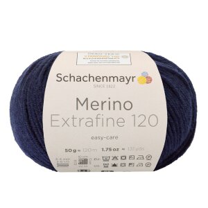 Schachenmayr Merinowolle Extrafine 120, 00150 Marine 50g