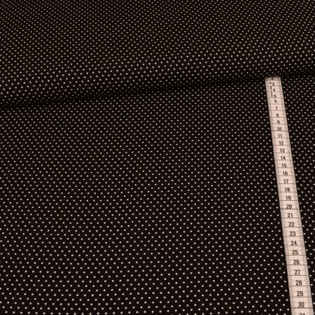 1 Reststück 0,70m Viskose Mini Punkte Weiß auf Schwarz