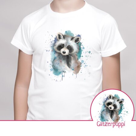 Bügelbild Aufbügler zur Eigenproduktion Aquarell Waschbär