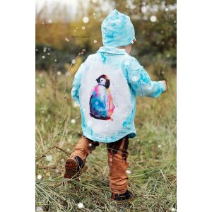 French Terry Panel - Aquarell Pinguin Marmor -...