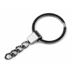 Schlüsselring mit Kette - Ø30 mm Nickel Schwarz