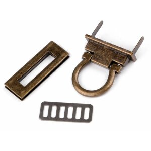 Taschenverschluss drehbar 17x45 mm - Altmessing