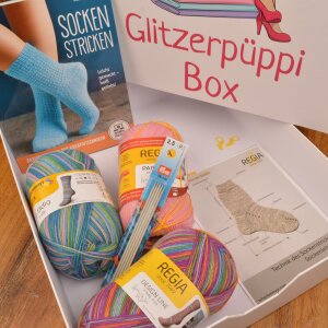 Glitzerpüppi Sockenbox I - Socken stricken inkl. Buch & Zubehör
