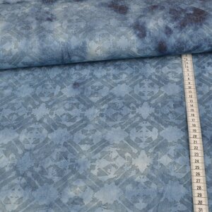 Jeans Stoff - Muster Batik Blau