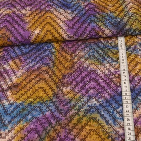 Baumwolle Webware - Unique Batik Zig Zag - Multicolor Purple