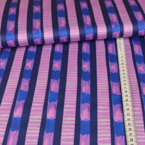 Baumwollsatin - Digital Stripes - Rosa Blau