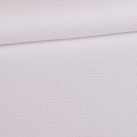 1 Reststück 0,45m Waffelpiqué Uni 100% Baumwolle - Weiß