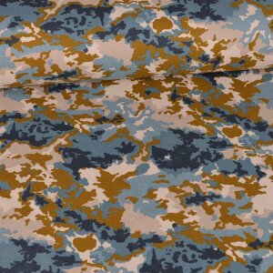 1 Reststück 0,55m Canvas - Camouflage - Blau Senf