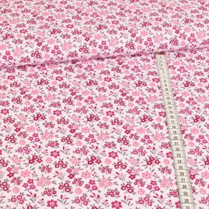 Baumwolle Webware - Kleine Blumen Pink Rosa auf Zartrosa