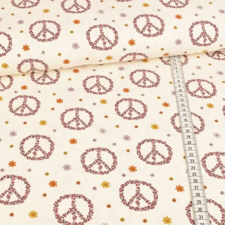 Jersey - Peace aus Rosen auf Creme