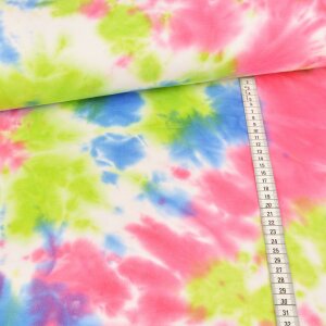 Sommersweat French Terry - Batik Style Lime Pink Blau