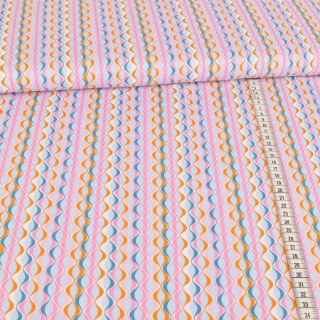 Baumwolle Popeline - Abstraktes Muster Rosa Babyblau