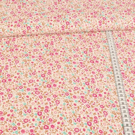 Viskose Poplin - Blumen auf Weiß