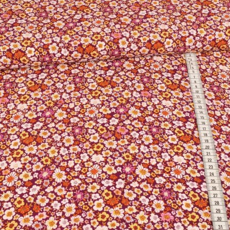 Viskose Poplin - Blümchen auf Beere