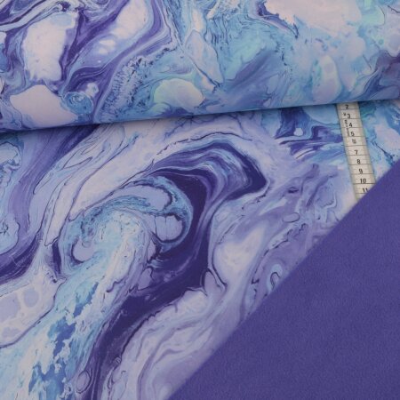 1 Reststück 1,50m Softshell - Swirl Lavender - Flieder Hellblau
