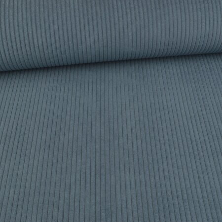 1 Reststück 1,00m Breitcord Samt Dekostoff Polsterstoff - Jeansblau