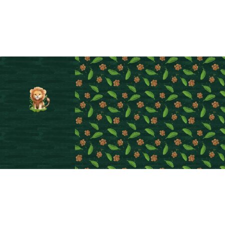Jersey Panel - Cute Lion Grün - Glitzerpüppi Exklusiv Eigenproduktion