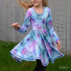 French Terry - Aquarell Mandala Petrol Lila -...