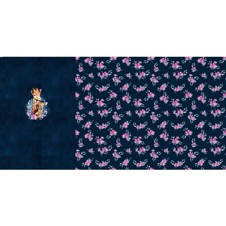 French Terry - Giraffenliebe Navy - Glitzerpüppi Exklusiv Eigenproduktion