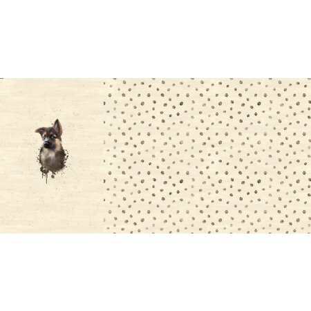 French Terry Panel - Schäferhund Welpe Beige - Glitzerpüppi Exklusiv Eigenproduktion
