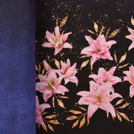 French Terry Lilien Bordüre Jeansoptik - Glitzerpüppi Exklusiv Eigenproduktion
